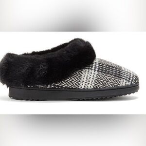DEARFOAMS Womens Memory Foam Slip On Clog Slippers Size Med 7-8 Black Gray New